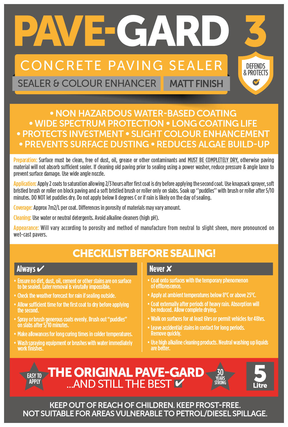 Pave-Gard 3 - Concrete Paving Sealer 5Ltr - MATT Finish - Image 3