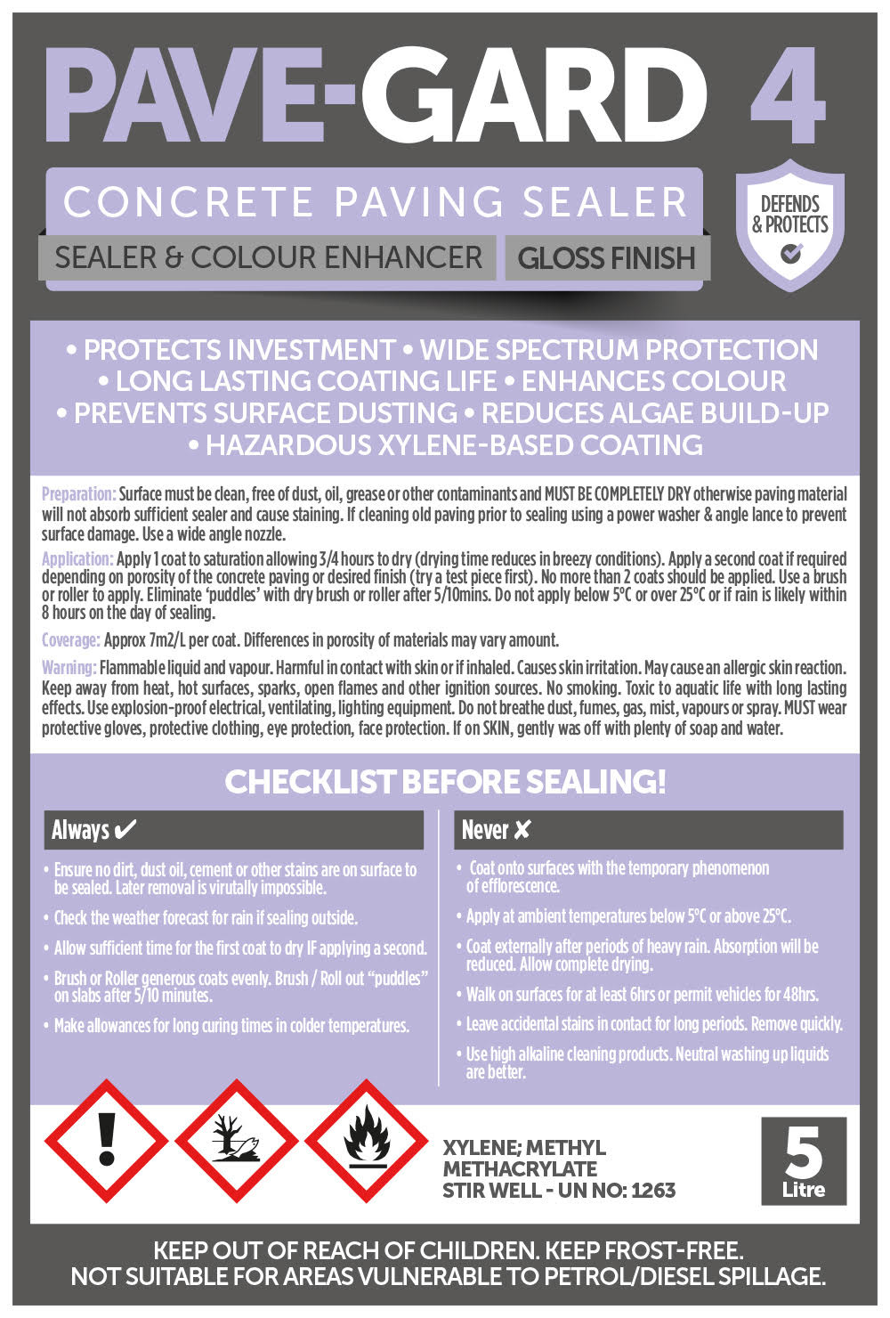Pave-Gard 4 - Concrete Paving Sealer 5Ltr - GLOSS / SATIN Finish - Image 3